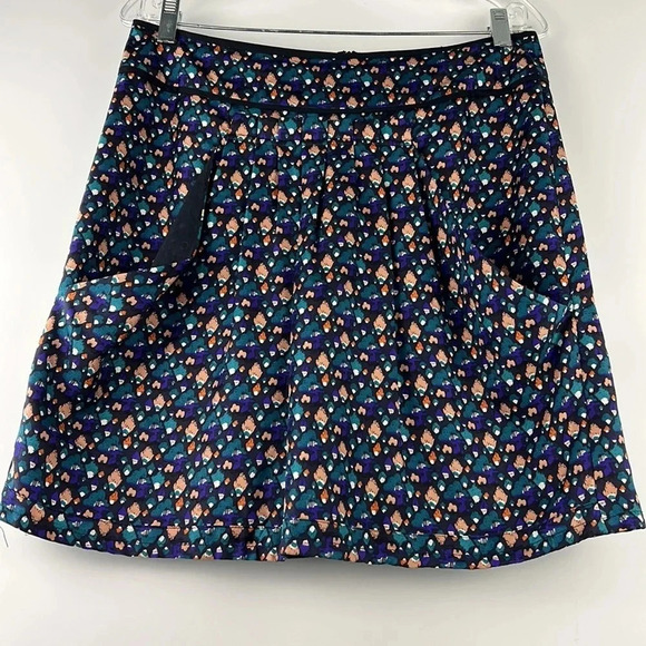 See By Chloe Silk Patterned A-Line Skirt Front Pleats/Pocket Size 8 Back Zipper - Picture 1 of 14